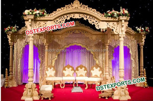 Mandap de Madera Indio Tallado a Mano, Último Modelo, Mandap para Bodas al Aire Libre, el Más Bonito Mandap Triveni Tallado en Madera, Decoración para Eventos en Londres - Product Image 4