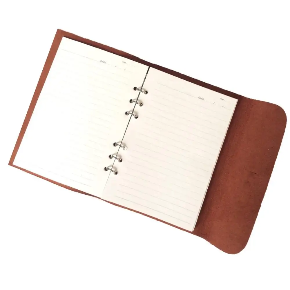 Cuaderno A5 con espiral A6, cuaderno de notas de cuero PU, Agenda, Agenda, 6 anillas