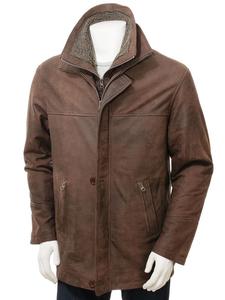 Cappotto <span class=keywords><strong>in</strong></span> <span class=keywords><strong>vera</strong></span> <span class=keywords><strong>pelle</strong></span> con bottoni lunghi per abbigliamento moda uomo - Product Image 3