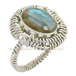 Bague d'éternité en vermeil en argent sterling 925 de créateur vintage pierre précieuse Labradorite élégante belle bijouterie fine pour les mariages - Product Image 2