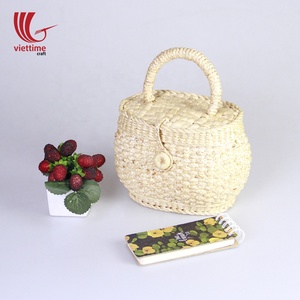 Jacinto de agua con forro de algodón, bolsa de playa de paja hecha de jacinto de agua natural, venta al por mayor - Product Image 1