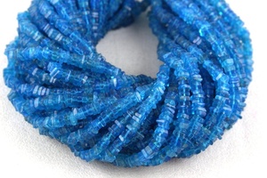 16\" Long Neon Apatite Gemstone Necklace Smooth Square Shape <b>Heishi</b> <b>Beads</b> for Jewelry Making Blue Color-for DIY - Product Image 5