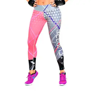 Großhandel Fitness studio tragen Leggings Frauen benutzer definierte Logo Seide bedruckte Kompression shose Fitness Yoga hosen