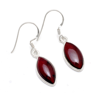 Marquise Cab rouge grenat pierres précieuses 925 boucles d'oreilles en argent Sterling à la mode bijoux de mariage à la mode pour les femmes - Product Image 1