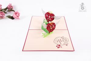 การ์ด3D ป๊อปอัป kirigami รูปหัวใจมีปีกสำหรับวันวาเลนไทน์การ์ดขอบคุณหัตถกรรมกระดาษการ์ดอวยพร - Product Image 3