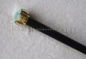 Antique Designer vintage Nautical Black wooden foldable <b>walking</b> <b>stick</b> with cast brass Watch / Clock <b>handle</b> by INAM HANDICRAFTS - Product Image 3