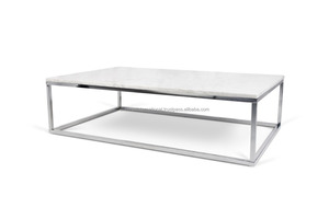 Modern Silver Stainless Steel Frame Rectangular <b>Marble</b> Coffee <b>Table</b> for Bedroom & Living Room Home Furniture - Product Image 3