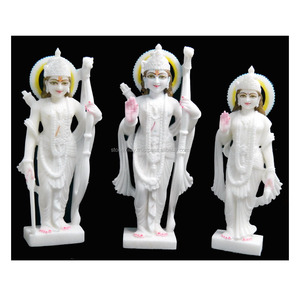 Pure White Makrana Marble Ram Darbar Statue - Product Image 1