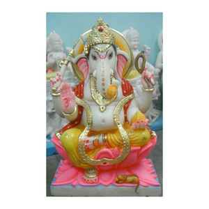 ที่มีสีสันหินอ่อนพระพิฆเนศวรพระเจ้ารูปปั้นสำหรับบูชา - Product Image 1