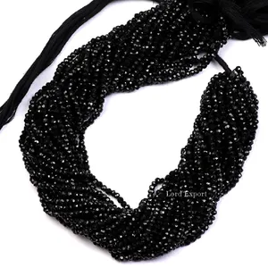 Natural 3-4mm black onyx beads gemstone faceted loose stone beads 13 inches strands wholesale rondelle beads for making jewelry