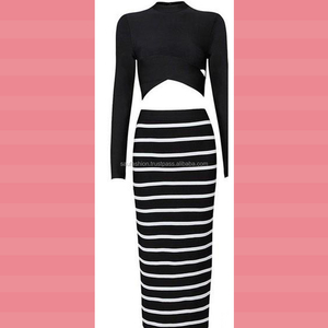 Ensemble de jupe extensible et haut court à rayures pour femmes, Design de haute qualité, meilleure vente, nouvelle collection 2021 - Product Image 6