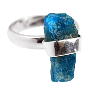 Bagues en argent Sterling 925 en Apatite de forme brute parfaite, bijoux faits à la main, bijoux en argent avec pierres précieuses - Product Image 1