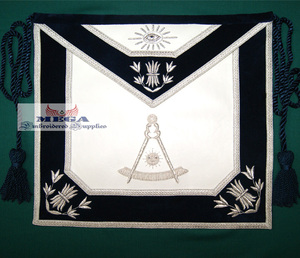 Tablier maçonnique blanc Past Master avec broderie complexe et point de croix pour l'artisanat de la couture - Product Image 5