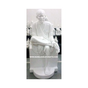 Makrana รูปปั้นหินอ่อน Sai Baba หินอ่อนสีขาวเชอร์ดิไสบาบาสีขาวบริสุทธิ์ - Product Image 1