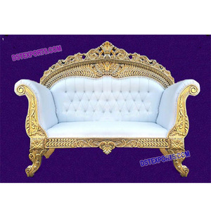 Sofá tallado de lujo dorado para boda, mueble de Metal de latón para bodas, de madera y latón dorado, fabricante de muebles de Metal - Product Image 1