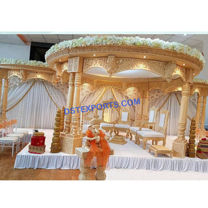 Mandap de Fibra con Aspecto de Madera para Bodas Indias, Hermosa Decoración de Mandap para Bodas, Mandap Tradicional de Fibra para Eventos en EE. UU. - Product Image 1