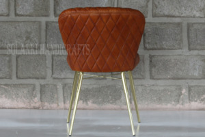 Chaise de salon en cuir de luxe avec pieds en laiton Mobilier de maison Chaise de loisirs - Product Image 5