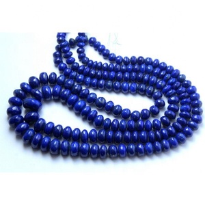 Lapislázuli natural Cuentas lisas de piedra redonda de 18 pulgadas Cuentas de 18 pulgadas - Product Image 1