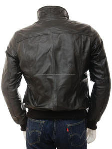 Chaqueta de bombardero de invierno personalizable de talla grande Diseño transpirable de cuero de vaca de moda con cierre de cremallera - Product Image 2