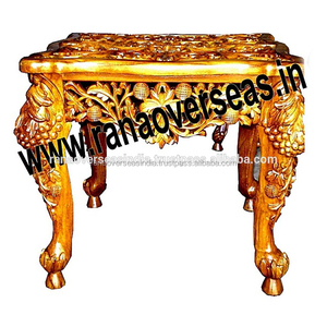 โต๊ะกลางทำด้วยมือแบบดั้งเดิมดีไซน์เนอร์โต๊ะกาแฟทำจากไม้สีทองสำหรับตกแต่งบ้านในโรงแรม - Product Image 2