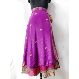 Vestido de seda Vintage con cuello largo para mujer, ropa informal, reversible, de 2 capas, Bohemia, hippie, Bohemia, gitano, falda larga - Product Image 2