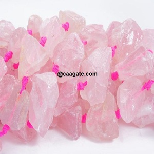 หินดิบกุหลาบควอทซ์สายลูกปัดคริสตัลคริสตัลสร้อยคอเจาะหินสำหรับผู้หญิงอุปกรณ์ทำเครื่องประดับ - Product Image 5