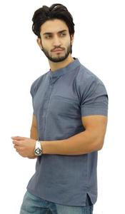 Camiseta de algodón de manga larga para hombre, botón de madera, parte frontal de un bolsillo, estilo indio, Kurta, 68 - Product Image 3