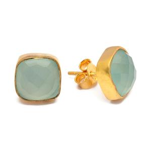 Boucles d'oreilles unisexes en argent sterling 925 en forme de coussin Aqua Quartz pour fiançailles, anniversaire de mariage ou cadeau de fête - Product Image 4