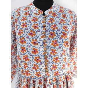 Costura Casual con abertura frontal, botón de cierre, ropa de fiesta de noche, blusas, túnica larga para mujer, Kurtis, ropa hecha a mano de algodón puro - Product Image 3