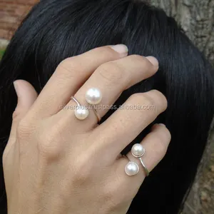 Solid 14K Yellow Gold Genuine Ocean Sea Pearl Gemstone Engagement Wedding Cuff Ring Wholesale Manufacturer Jewelry Supplier