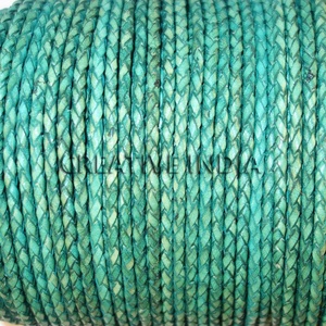 Chaud dernier 4mm 4 plis rond tressé en cuir cordon colorant naturel finition Antique pour bracelet à bricoler soi-même accessoires résultats - Product Image 2