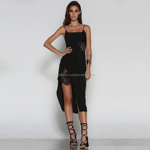 Nokta 2022 yaz yeni avrupa ve amerikan siyah yeni elbise çapraz büst ve Midi uzunluğu FIT & FLARE MIDI elbise siyah - Product Image 2