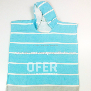 Poncho de toalla de playa con capucha para niños, toalla de playa de Color turquesa, Peshtemal turco, Ponchos, regalo para niños - Product Image 1