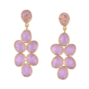 รูปไข่สีชมพูควอตซ์พลอย925ต่างหูเงินสเตอร์ลิง - Product Image 3