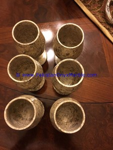 Copas de vino de mármol fósil de forma redonda ampliamente variada para uso decorativo - Product Image 5