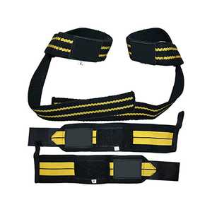 Vente en gros, enveloppe de poignet pour haltérophilie, Fitness et musculation, logo personnalisé, couleur jaune et noir, enveloppes de poignet protectrices - Product Image 5