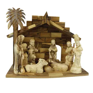 Juego de Natividad de Betelén en Madera de Olivo, Decoraciones Navideñas de Tierra Santa, Regalo - Product Image 1