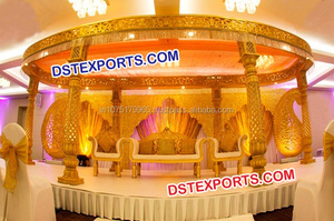 Mandap de mariage indien en or, mandala de mariage, élégant et luxueux, vente en gros - Product Image 6
