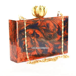 Caja de acrílico de resina de mármol amarillo flow, bolso de mano, monedero - Product Image 4