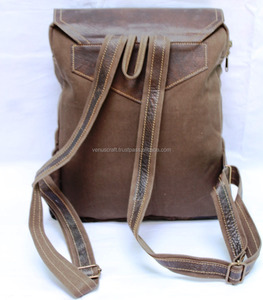 Gran oferta, mochila personalizada de cuero genuino 100%, mochilas Unisex de alta calidad duraderas Vintage para escalada en roca, mochilas para senderismo, bolsas antirrobo - Product Image 4