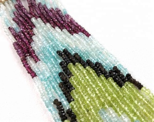 Collar Unisex de Piedras Preciosas de Turmalina Multicolor Natural con Cuentas Geométricas Microfacetadas de Calidad Fantástica, Estilo Religioso, América - Product Image 3