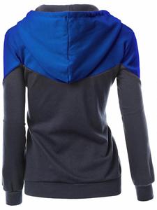 Pulls d'hiver à la mode pour femmes hauts sweats à capuche bleu noir avec lettre brodée imprimée grande taille sweats d'hiver avec poches - Product Image 3