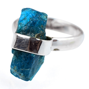Bagues en argent Sterling 925 en Apatite de forme brute parfaite, bijoux faits à la main, bijoux en argent avec pierres précieuses - Product Image 2