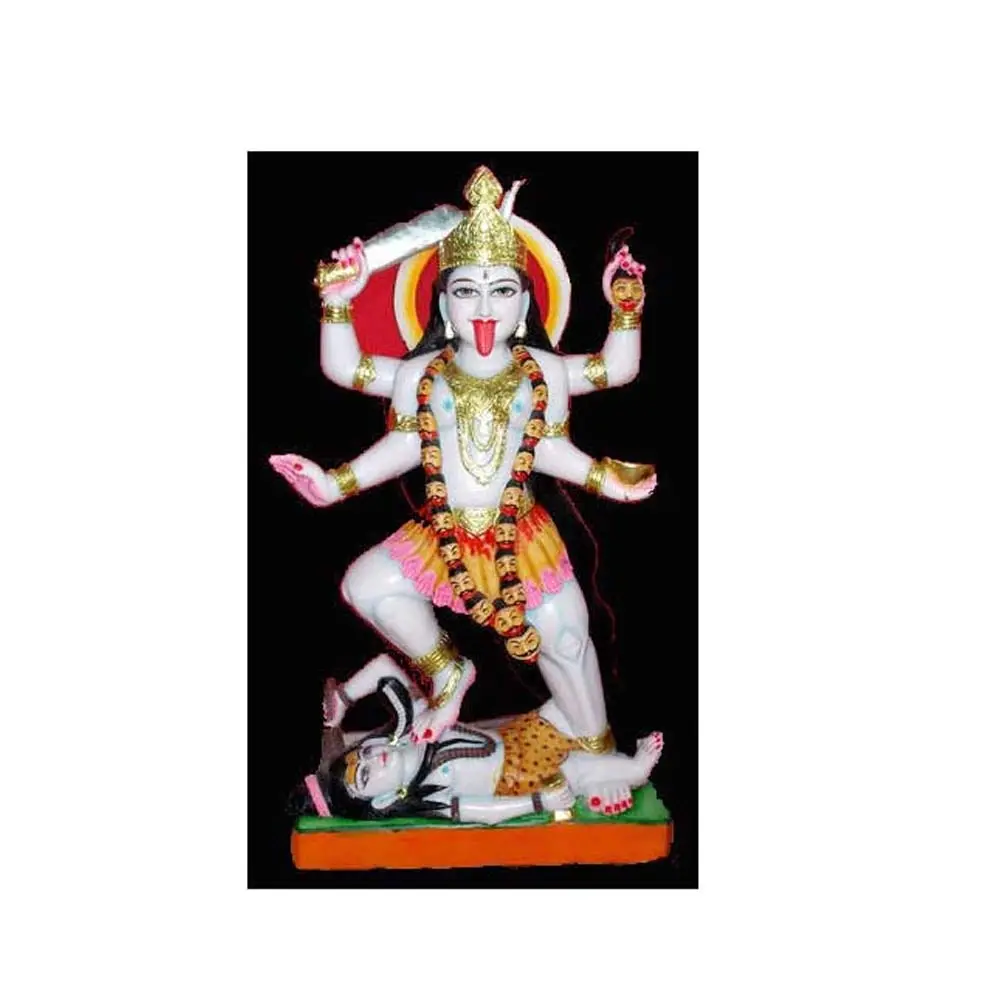 Indiase Godin Kali Maa Standbeeld De Beste Durga Mata Tandav Positie Vrouw Van Bhole Nath Mooie Idol Wit Makrana Marmer