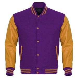 Chaqueta universitaria de béisbol Letterman Unisex OEM con mangas de cuero genuino parches bordados universitarios personalizados para la temporada de invierno - Product Image 1