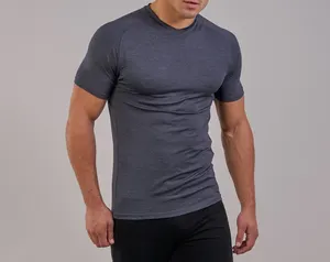 Gym fitness t shirts muscle fit men grey t shirts quality wholesale