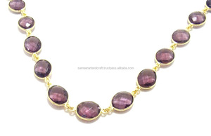 Beautiful Amethyst <b>Gold</b> Plated Natural Gemstone Handmade Jewelry Bezel Birthstone Boho Connector <b>Chain</b> - Product Image 4