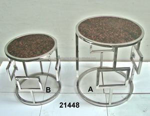 Table d'étude en acier inoxydable avec dessus en marbre - Product Image 1