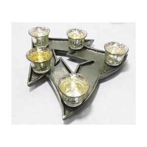 Bougeoir à votif en verre transparent, décoratif de maison, en métal, meilleur vente - Product Image 1