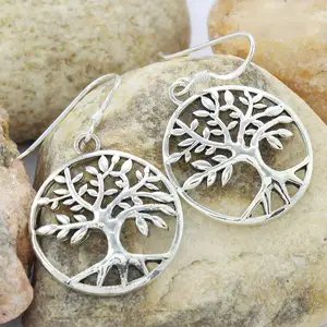 Tree charm wholesale manufacturer silver jewelry 925 sterling silver plain earring